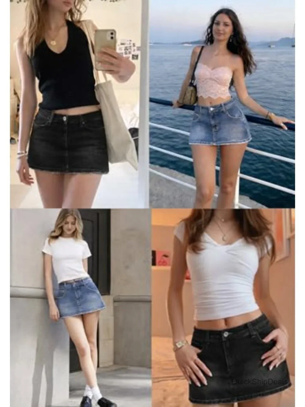 Low Rise Stretch Denim Skort for Women Y2K Mini Skirt with Pockets Casual